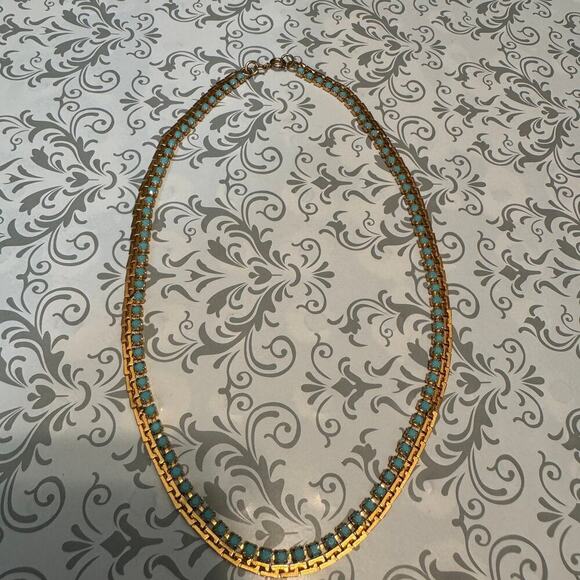 Turquoise Stone Goldtone Choker Necklace Vintage - Picture 6 of 8